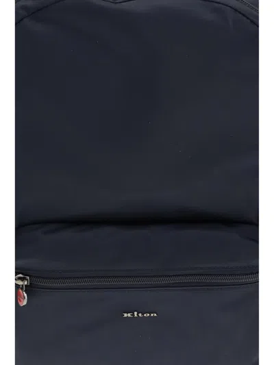 Kiton Zip-pocket Backpack In Blue