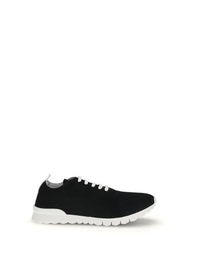 Kiton Perforated Fabric Slip-on Sneakers In Nero