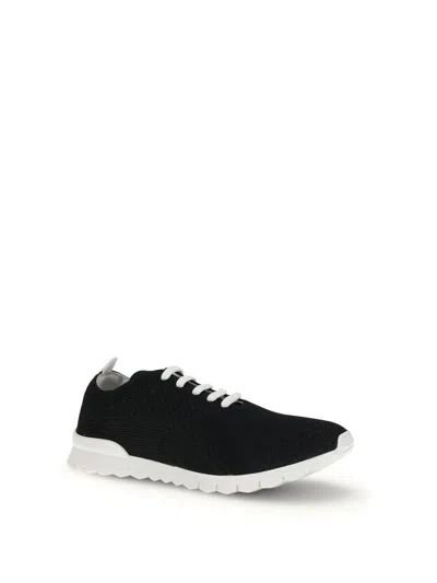 Kiton Perforated Fabric Slip-on Sneakers In Nero