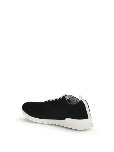 Kiton Perforated Fabric Slip-on Sneakers In Nero
