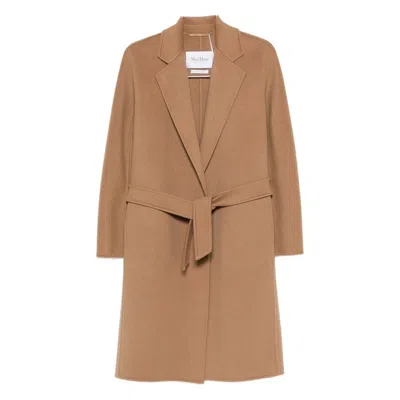 Max Mara Aceri Tie-waist Coat In Brown