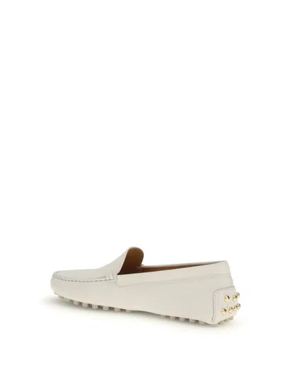 Tod's Cream Calf Leather Bos Taurus Slip-on Loafers In White