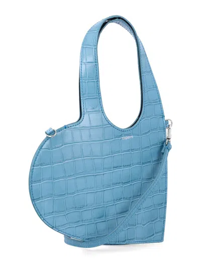 Coperni Croco Mini Heart Tote In Blue