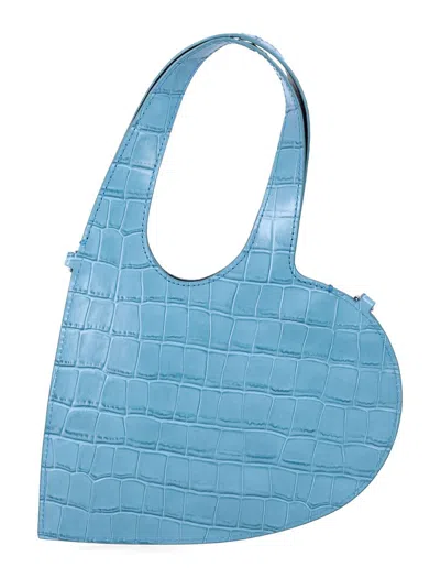 Coperni Croco Mini Heart Tote In Blue
