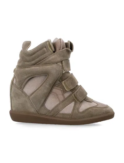 Isabel Marant Bekett Leather And Suede Wedge Sneakers In Brown