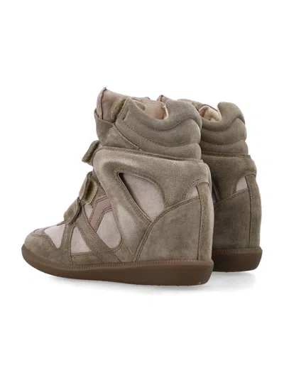 Isabel Marant Bekett Leather And Suede Wedge Sneakers In Brown