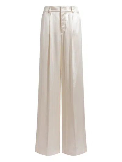 Alberta Ferretti Satin Wide-leg Pants In White