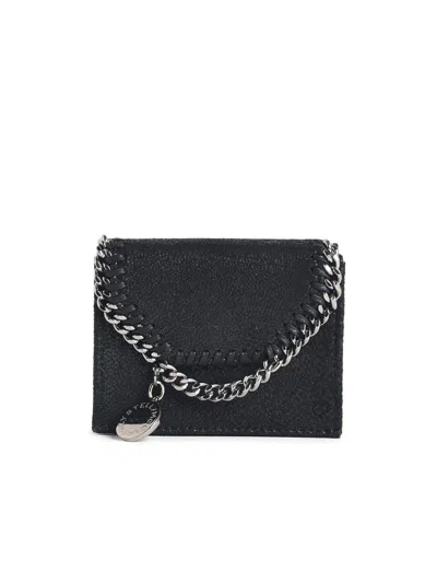 Stella Mccartney Falabella Compact Trifold Wallet Chain Detail In Black