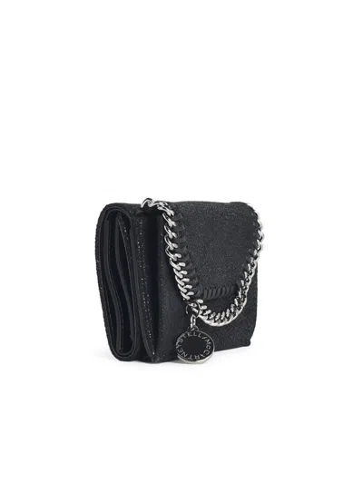 Stella Mccartney Falabella Compact Trifold Wallet Chain Detail In Black