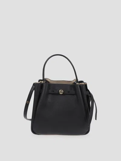 Tory Burch Romy Mini Leather Bucket Bag In Black