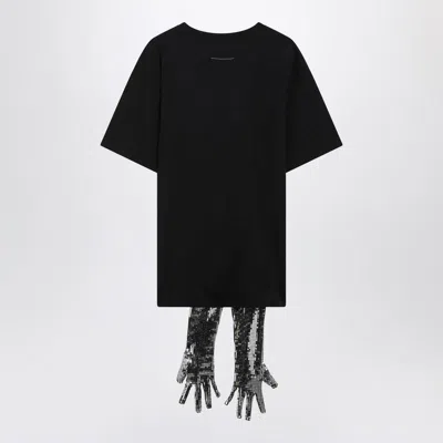 Mm6 Maison Margiela Roundneck Label T-shirt In Black