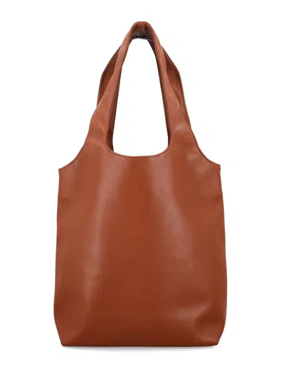 Apc A.p.c. Ninon Black Small Faux Leather Tote In Brown