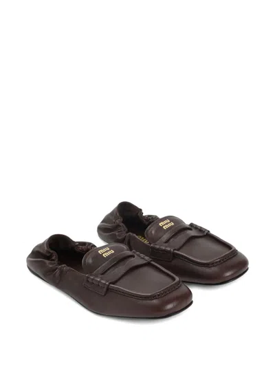 Miu Miu Flat Shoes In Brown