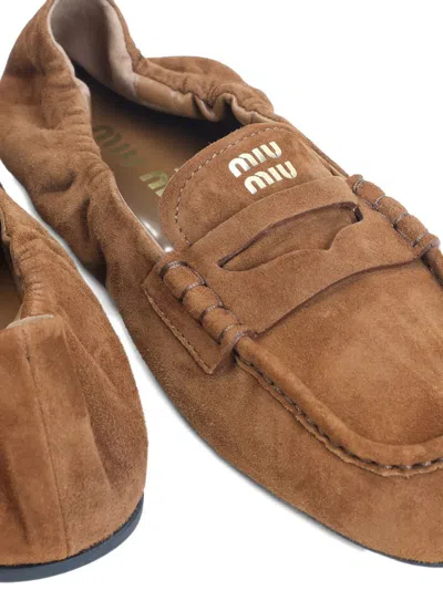 Miu Miu Flat Shoes In Brown