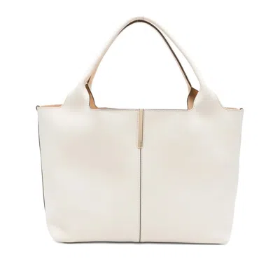 Tod's Medium-small Leather Tote Bag In Neutral