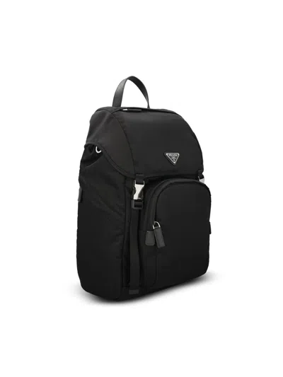 Prada Backpack In Re-nylon And Saffiano Leather In Black