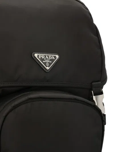 Prada Backpack In Re-nylon And Saffiano Leather In Black