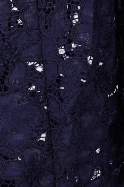 Self-portrait Womens Navy Guipure-lace Cap-sleeves Midi Dress In Blue