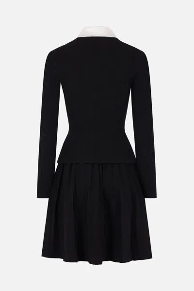 Self-portrait Womens Self Portrait Tailored Long-sleeves Knitted Mini Dress In Black