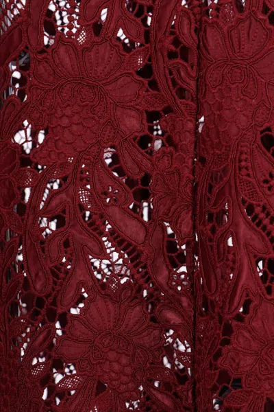 Self-portrait Womens Burgundy Guipure-lace Stretch-woven Midi Dress In Purple