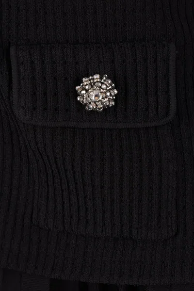 Self-portrait Womens Self Portrait Tailored Long-sleeves Knitted Mini Dress In Black