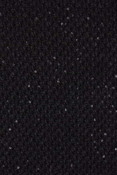 Self-portrait Bow-detail Sequined Knitted Minidress In Black