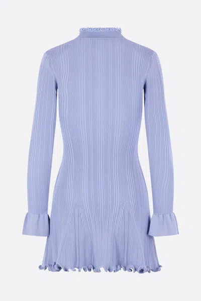 Self-portrait Embellished Knitted Mini Dress In Blue