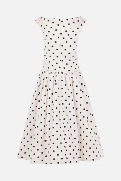 Self-portrait Polka-dot Off-shoulder Cotton Midi Dress In White