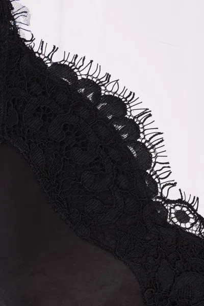 Self-portrait Satin Lace Top In Black