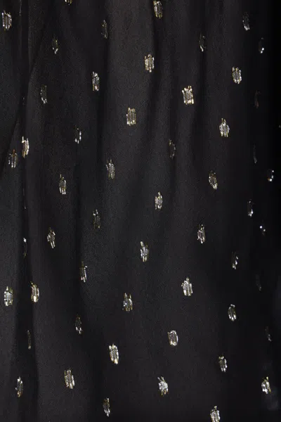 Self-portrait Shirred Metallic-effect Off-shoulder Top In Black