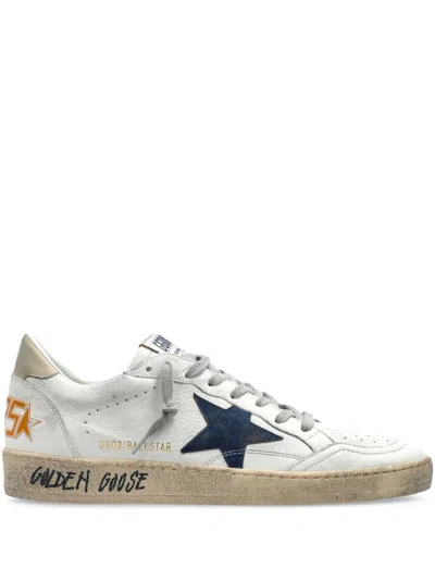 Golden Goose Ballstar Nappa Upper Toe And Spur Suede Star Leather Heel Sneakers Beige In White