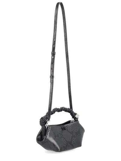 Ganni Mini Tote Bag With Twisted Handles In Black
