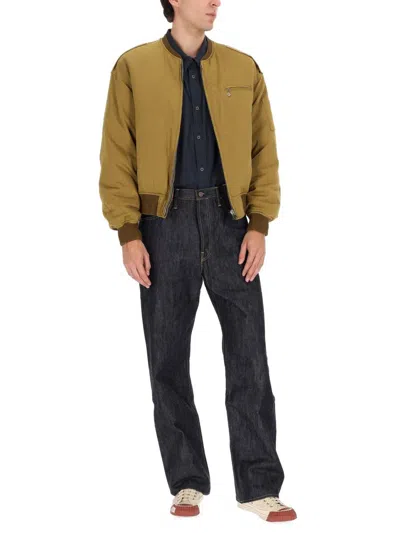 Visvim Brown Solid Mock Collar Jacket In Brown