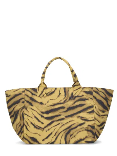 Ganni Cotton Tote Bag In Gold