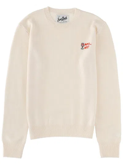 Mc2 Saint Barth New Queen Jersey With Embroidery In Neutral