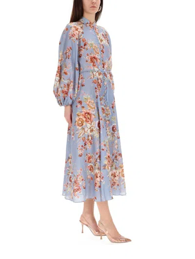 Zimmermann Awaken Billow Floral Midi Dress In Multi