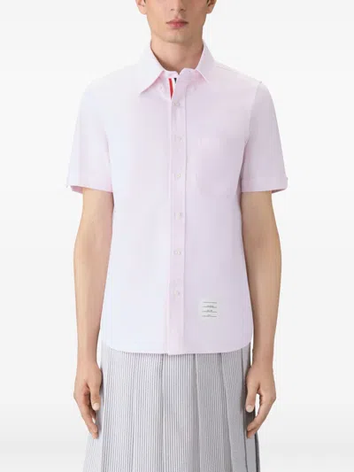 Thom Browne Cotton Shirt Button Down Collar Pocket In Blue
