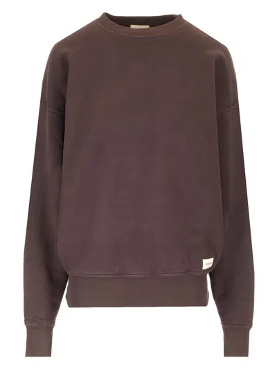 Saint Laurent Crewneck Sweatshirt Knitwear Brown In Brown