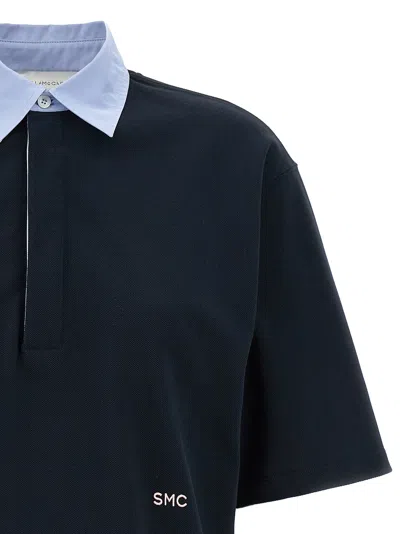 Stella Mccartney Cropped Piquet Polo Blue In Blue