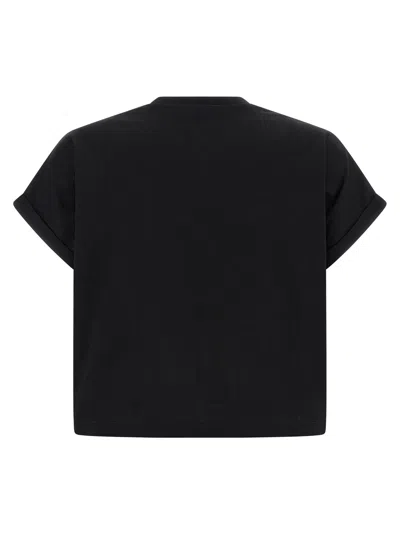 Balmain Cropped Logo Cotton T-shirt In Black