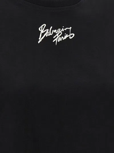 Balmain Cropped Logo Cotton T-shirt In Black