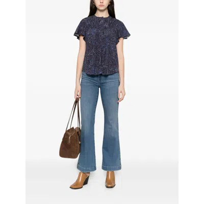 7 For All Mankind Womens Oceanstone Modern Dojo Tailorless Stretch-denim Jeans In Blue