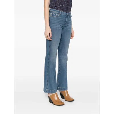 7 For All Mankind Womens Oceanstone Modern Dojo Tailorless Stretch-denim Jeans In Blue