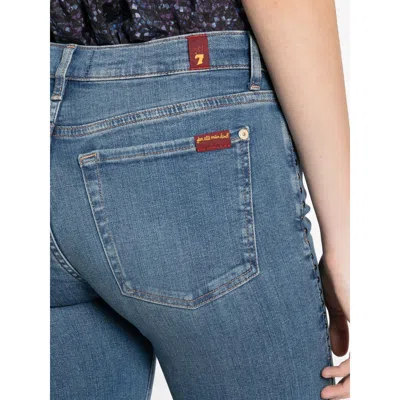 7 For All Mankind Womens Oceanstone Modern Dojo Tailorless Stretch-denim Jeans In Blue