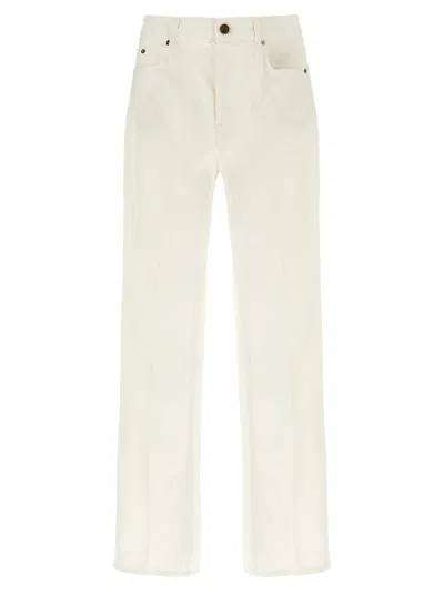 Balmain Denim Trousers Embroidery Back And Front Pockets In White