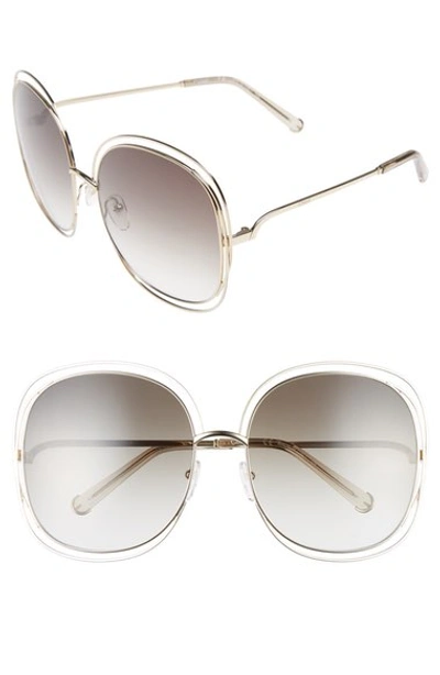 Chloé Carlina 62mm Oversize Sunglasses - Gold/ Transparent Green In Gold Transparent