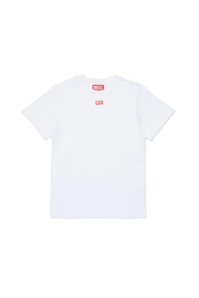 Diesel Kids' Jersey T-shirt With Red D Patch In White