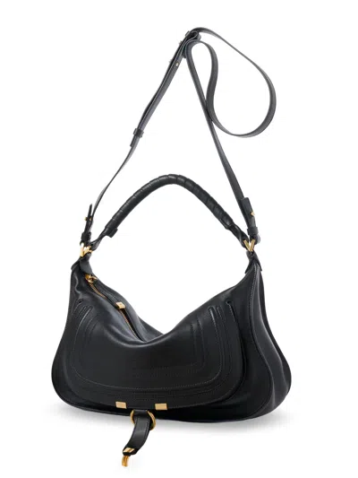 Chloé Small Leather Marcie Shoulder Bag In Black