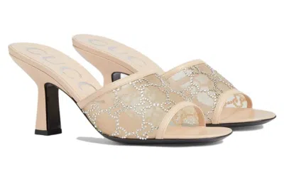 Gucci (wmns)  Gg Mid-heel Slide Sandal 'rose Beige' In Neutral