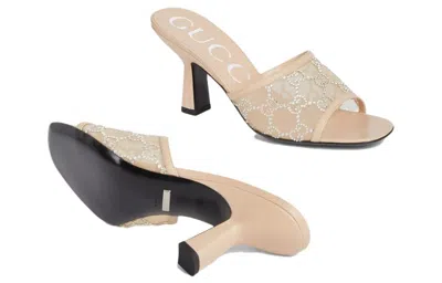 Gucci (wmns)  Gg Mid-heel Slide Sandal 'rose Beige' In Neutral